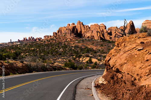 Scenic at every turn and curve in Arches National Park, Utah