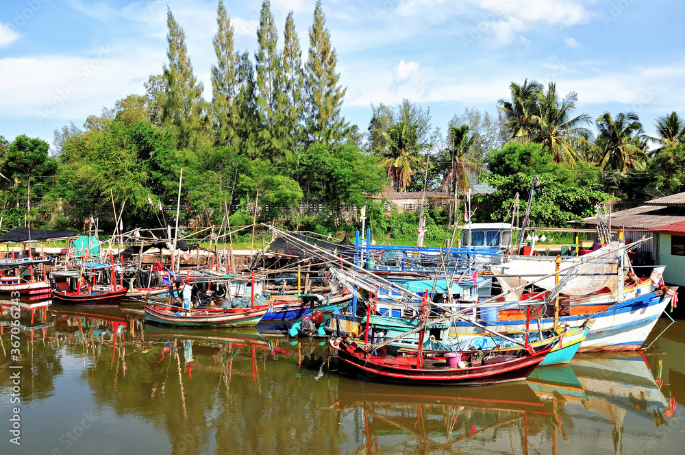 Small coastal fishing harbor, Bang Saphan District, Prachuap Khiri Khan Provine, Thailand