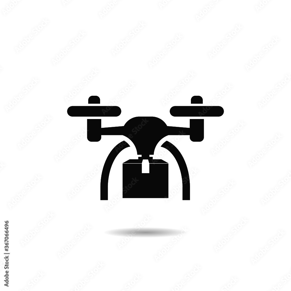 Package Delivery Drone icon with shadow Package Delivery Drone icon with shadow
