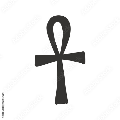 Ankh symbol. Ancient line logo t-shirt design. Africa hand drawn vector illustration. Linear black sketch on white background.