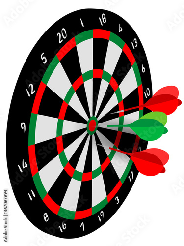 three darts in the target