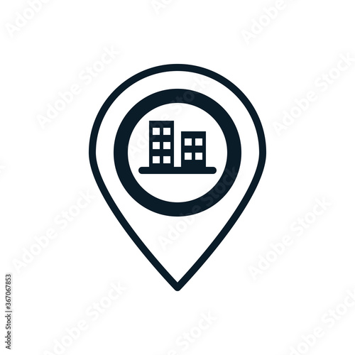 Company location outline icons. Vector illustration. Editable stroke. Isolated icon suitable for web, infographics, interface and apps.