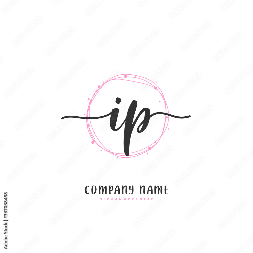 I P IP Initial handwriting and signature logo design with circle. Beautiful design handwritten logo for fashion, team, wedding, luxury logo. I P IP Initial handwriting and signature logo design with circle. Beautiful design handwritten logo for fashion, team, wedding, luxury logo.