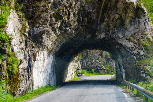 Fototapeta Naklejka Na Ścianę i Meble -  Road with tunnel in mountains Norway