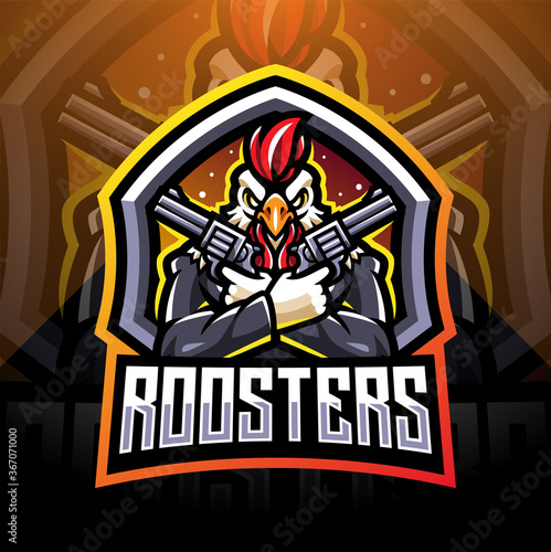 Rooster gunners esport mascot logo 