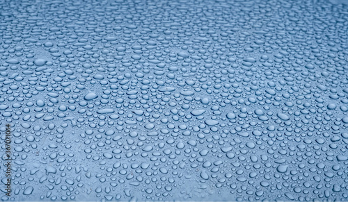 drops of water on the car after rain.