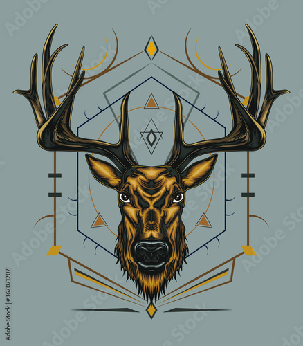 vector dasher illustration with geometry background. deer logo