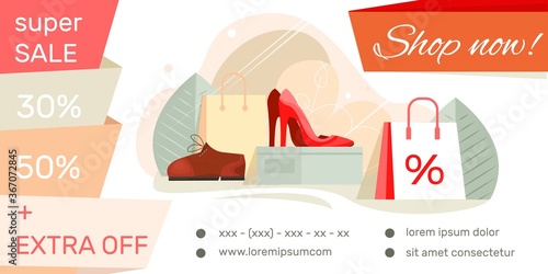 Shoe Shop Flat Banner 