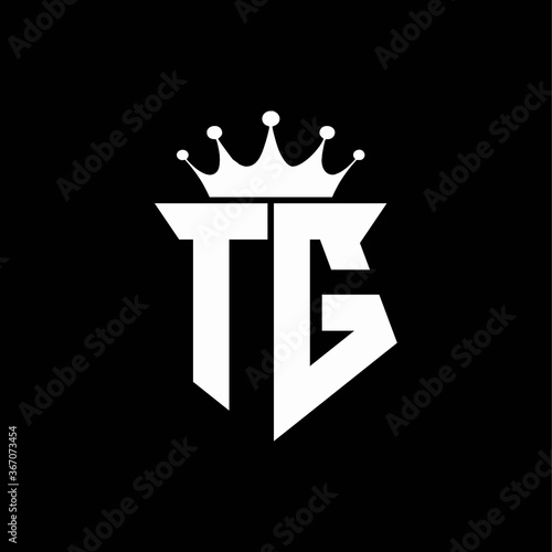 tg logo monogram shield shape with crown design template