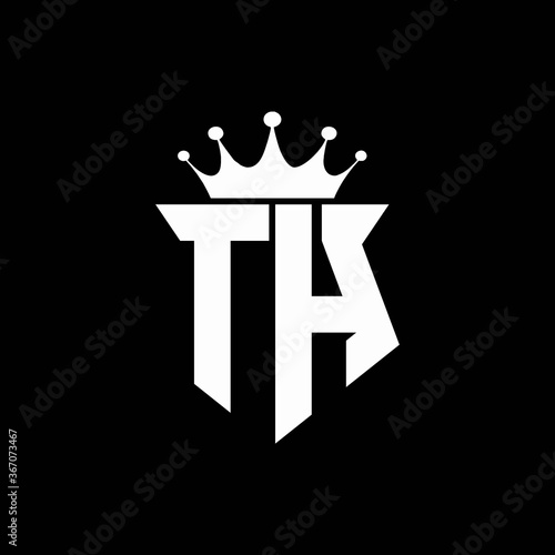 th logo monogram shield shape with crown design template