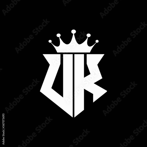 uk logo monogram shield shape with crown design template