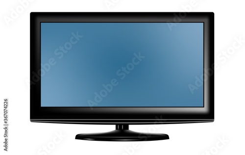 Black LED television screen blank on background. Vector