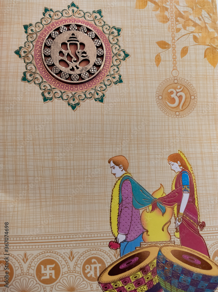 Foto de Indian traditional wedding invitation card. do Stock | Adobe Stock
