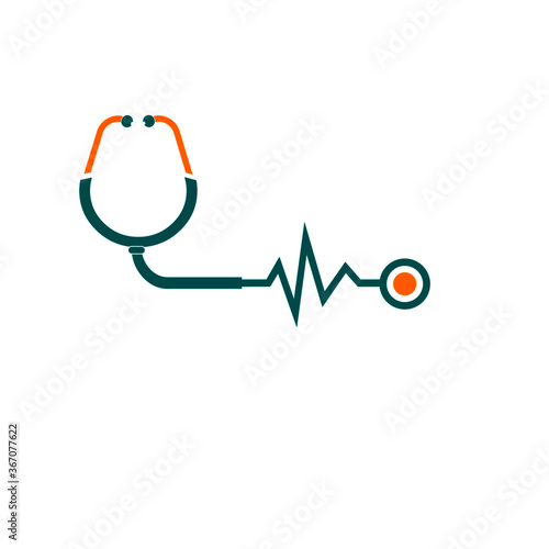 stethoscope on the cardiogram doctor heart logo with stethoscope and company logo design.