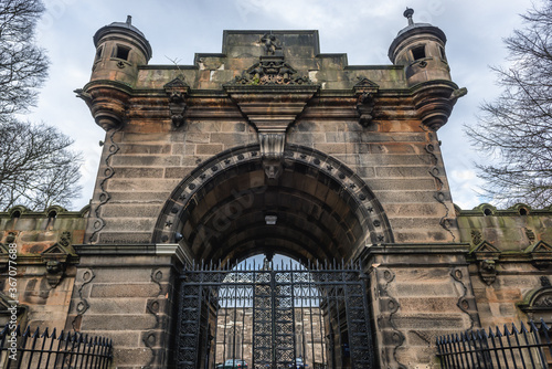 Entrance to George Heriots School in the Old Town of Edinburgh city, Scotland, UK photo