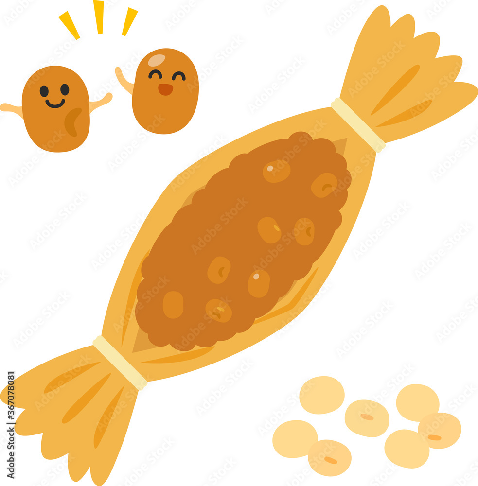 藁納豆と納豆のキャラクター Stock Vector Adobe Stock