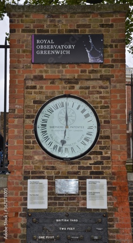 Shepherd 24-hour clock outside of Royal Greenwich Observatory. Likely the first clock to show Greenwich mean time.