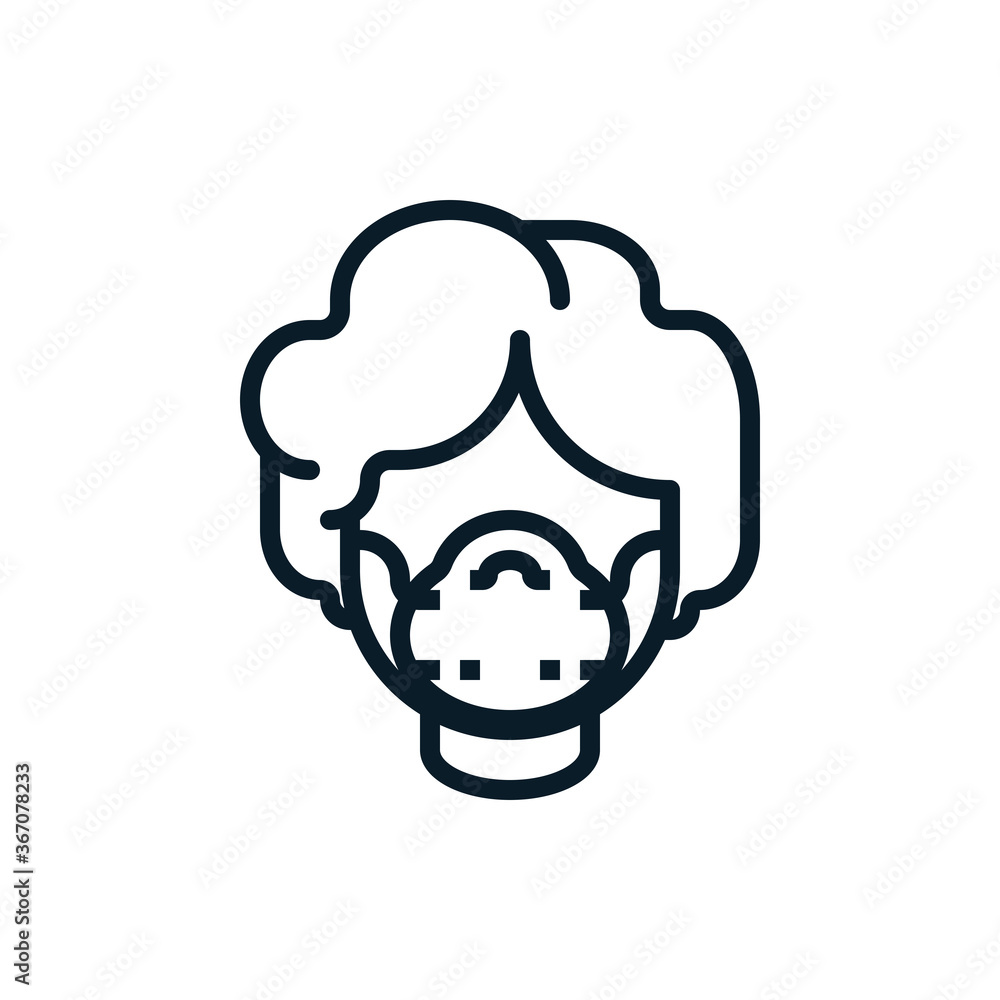 Medical mask, people wear dust mask outline icons. Vector illustration. Editable stroke. Isolated icon suitable for web, infographics, interface and apps.