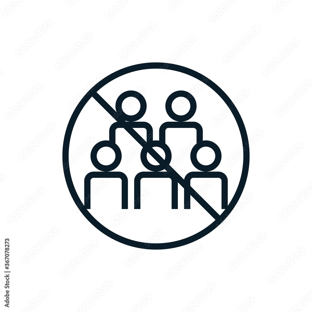Prohibited the crowds of people, social distancing avoid crowds outline icons. Vector illustration. Editable stroke. Isolated icon suitable for web, infographics, interface and apps. Prohibited the crowds of people, social distancing avoid crowds outline icons. Vector illustration. Editable stroke. Isolated icon suitable for web, infographics, interface and apps.