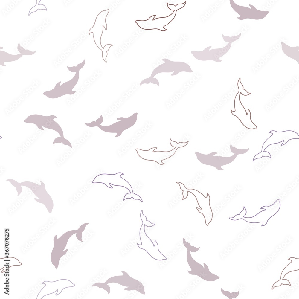 Light Purple, Pink vector seamless template with dolphins. Natural illustration with sea dolphins. Template for natural magazines. Light Purple, Pink vector seamless template with dolphins. Natural illustration with sea dolphins. Template for natural magazines.