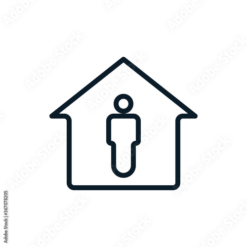 Home quarantine outline icons. Vector illustration. Editable stroke. Isolated icon suitable for web, infographics, interface and apps.