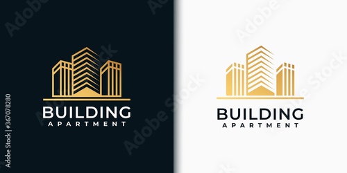 Golden set building logo design inspiration