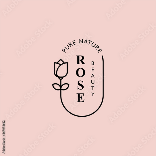 Retro rose flower logo vector for beauty fashion, salon and spa, bouquet boutique, etc