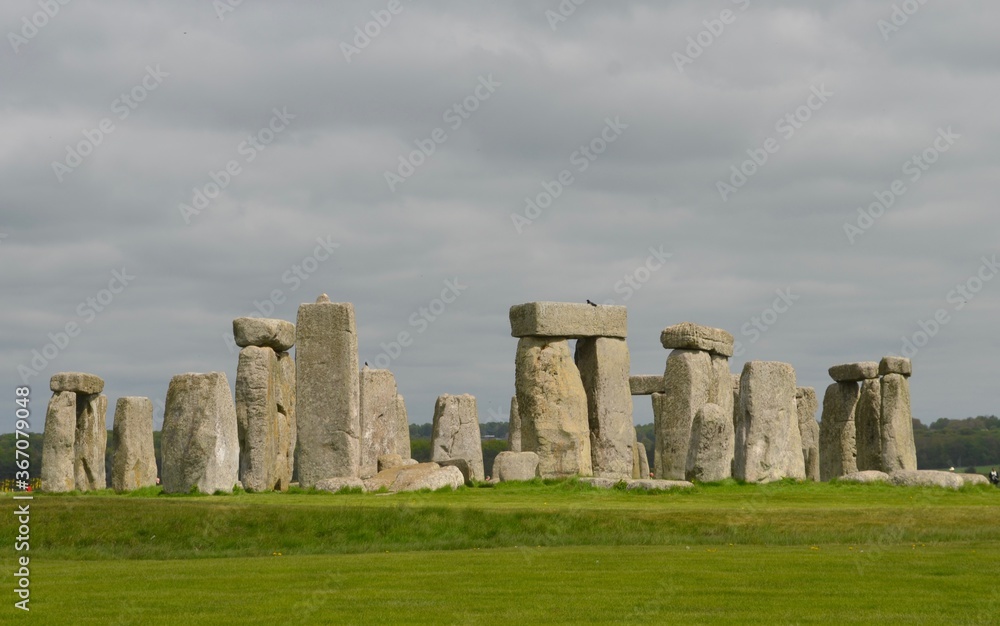 Stone prehistoric monoliths at Stone Henge in Wiltshire, England, UK