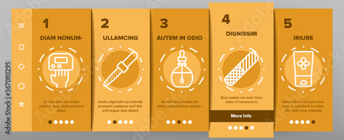 Manicure And Pedicure Equipment Onboarding Mobile App Page Screen Vector. Manicure Tool, Nail Polish And Scissors, Cream And Tweezers, Rasp And Cuticle Nipper Illustrations