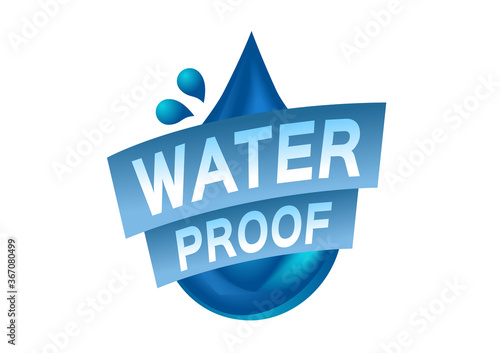 Water resistant and water proof logo , icon and vector . blue Water version