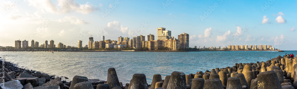 Fototapeta premium Panaroma Of Marine Drive Mumbai