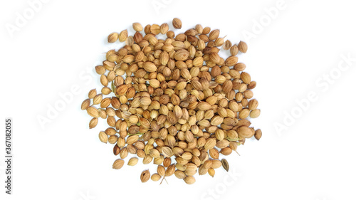 Coriander Dry Seeds Isolated on White Background