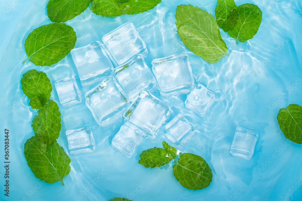 Fototapeta Cool and transparent ice cubes in summer