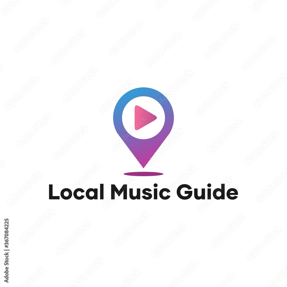 Music Play Pin Location Logo Design