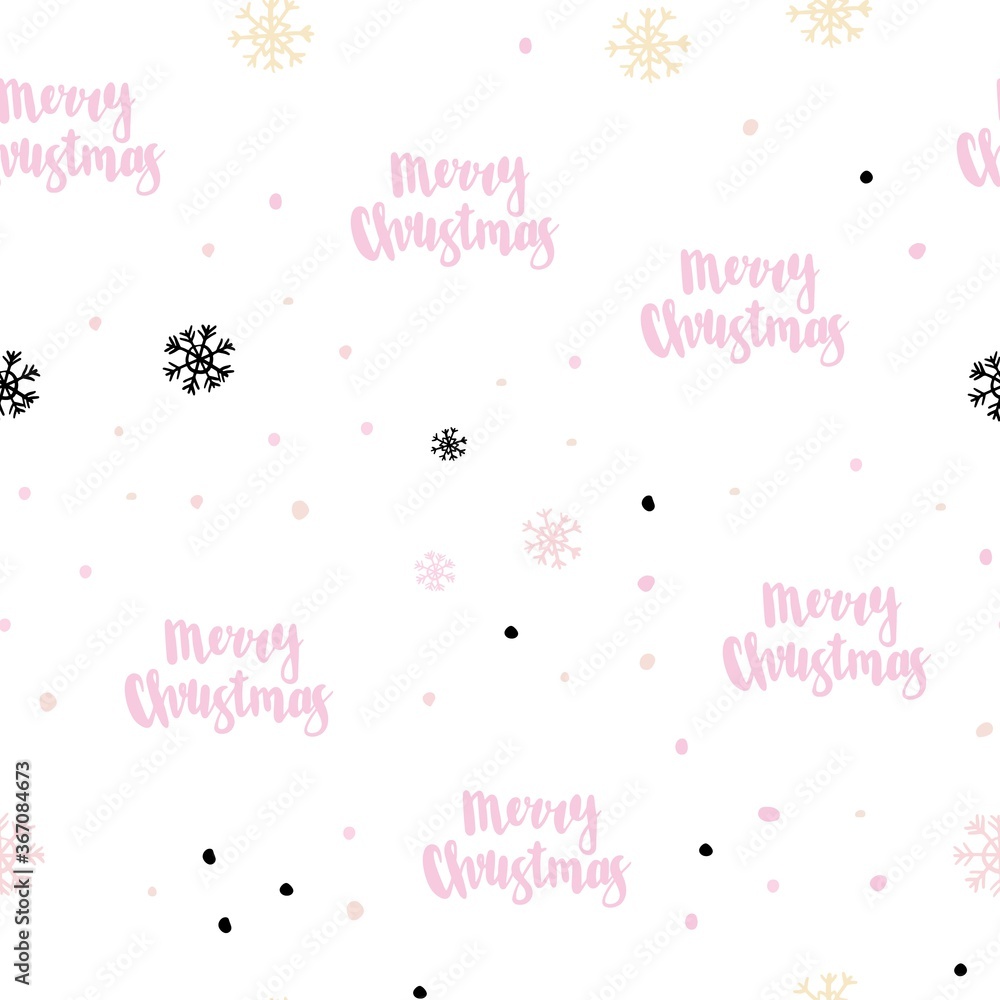 Light Orange vector seamless cover with beautiful snowflakes. Colorful decorative design in xmas style with snow. Pattern for design of fabric, wallpapers.