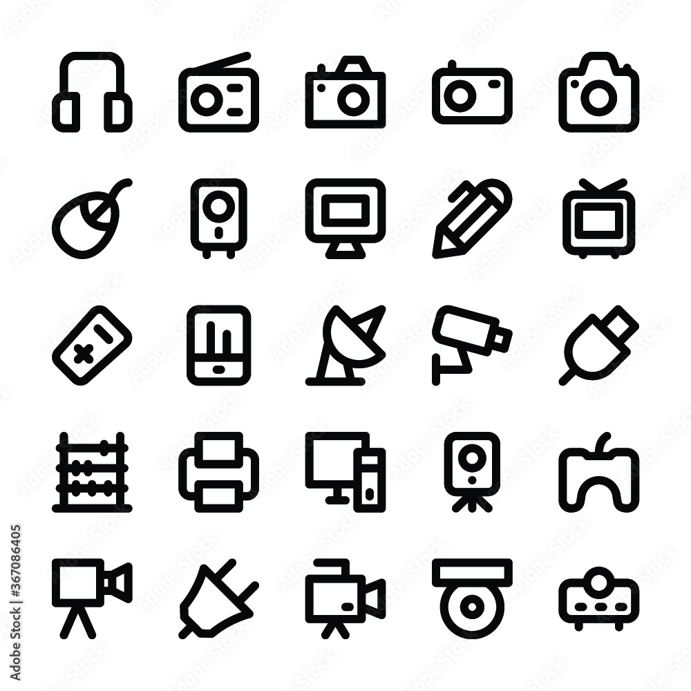 Electronics, Gadgets and Gaming Line Vector Icons 9