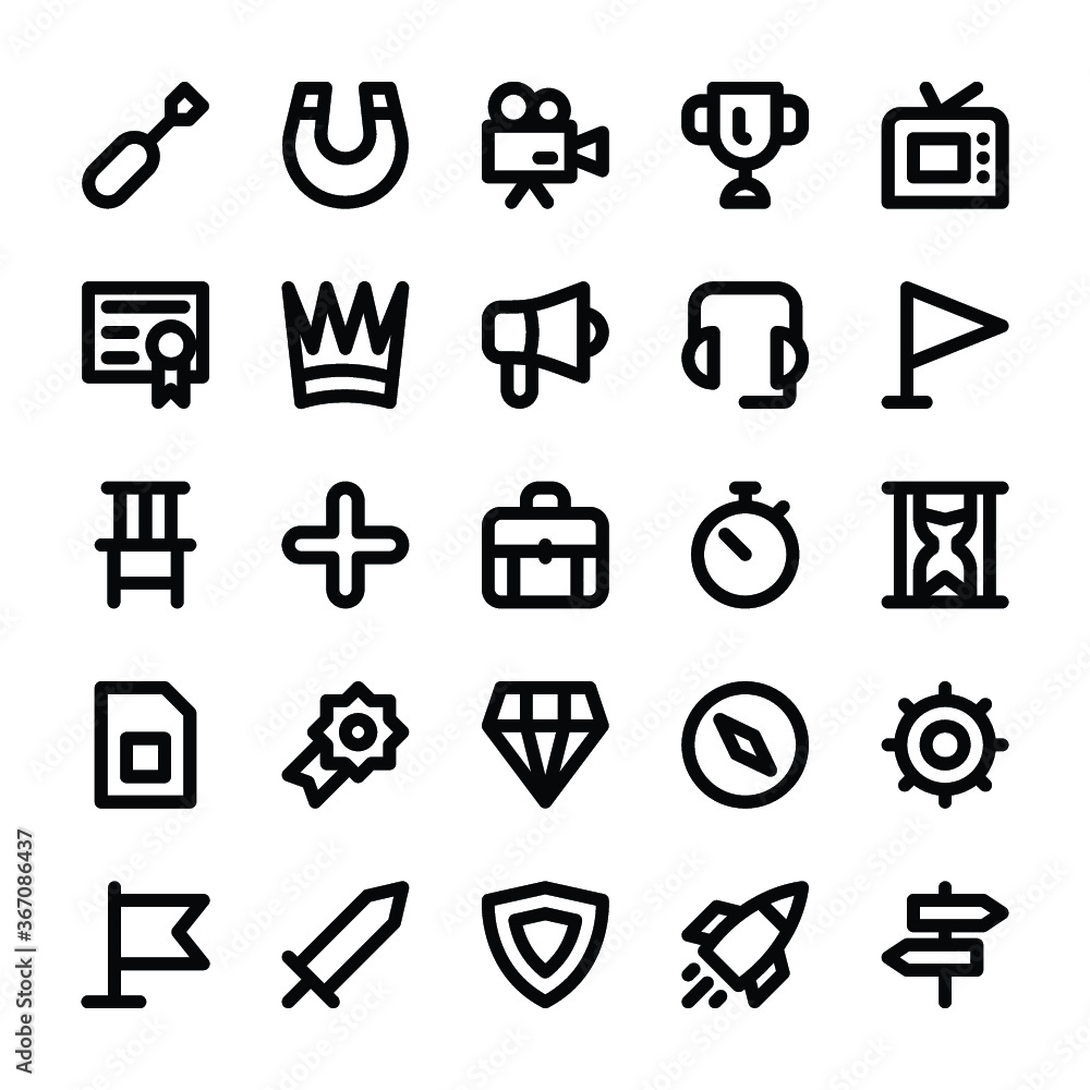 Electronics, Gadgets and Gaming Line Vector Icons 12 Electronics, Gadgets and Gaming Line Vector Icons 12