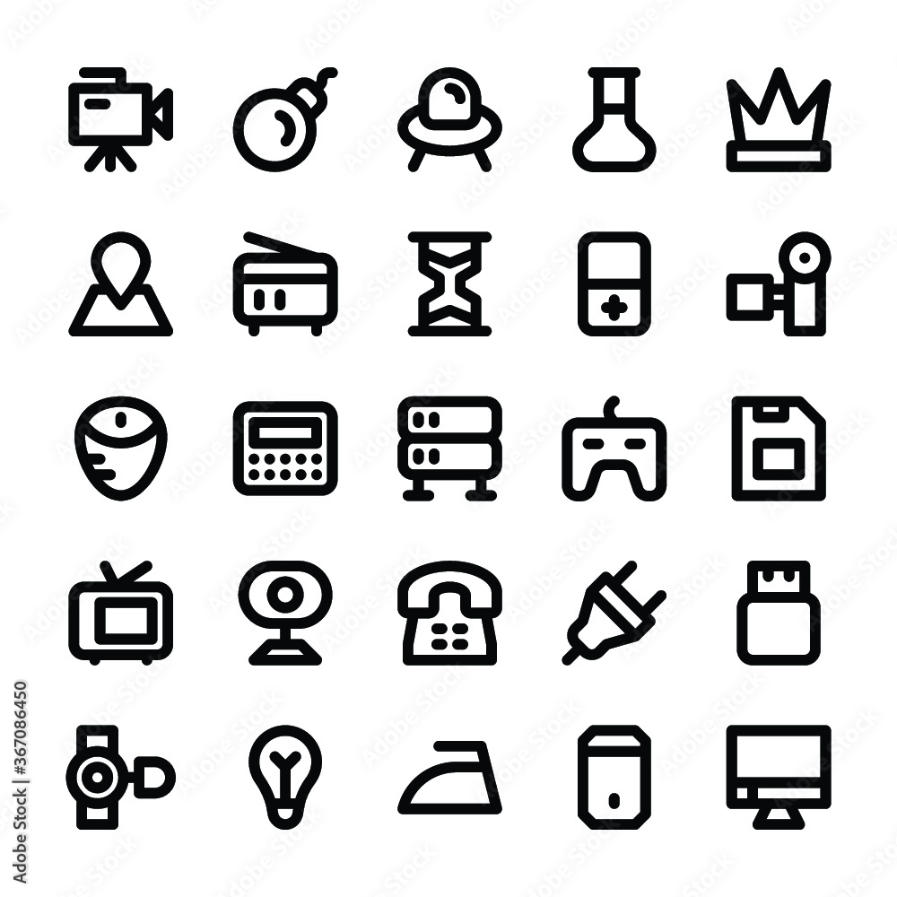 Electronics, Gadgets and Gaming Line Vector Icons 13 Electronics, Gadgets and Gaming Line Vector Icons 13