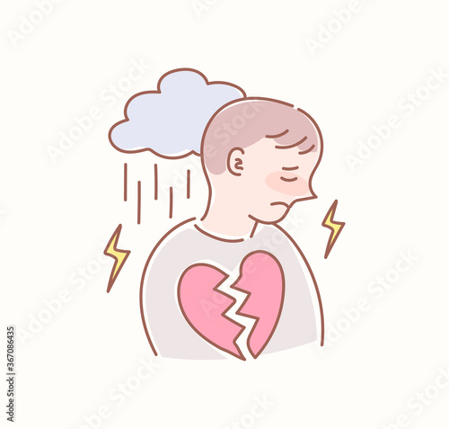 실연당하고 절망한 남자의 삽화.