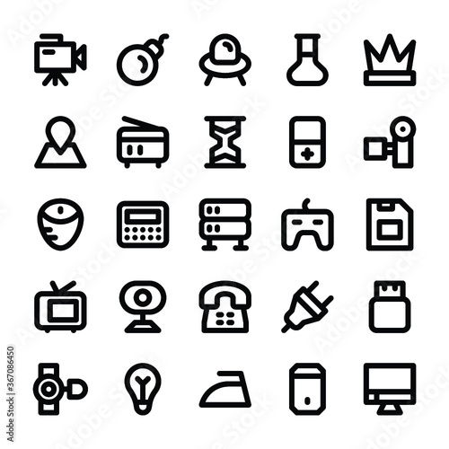 Electronics, Gadgets and Gaming Line Vector Icons 13
