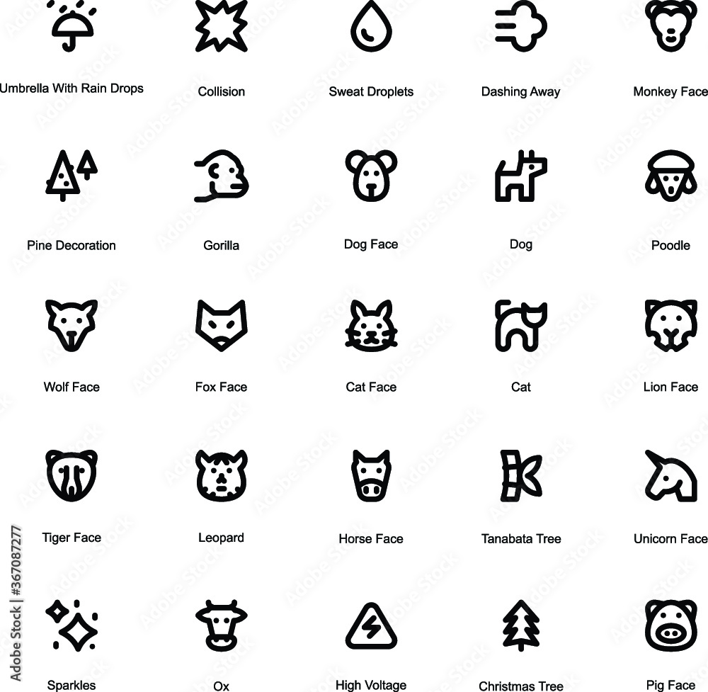 Animals and Nature Line Vector Icons 1