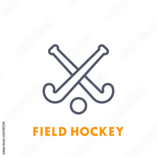 Field Hockey icon, linear isolated on white