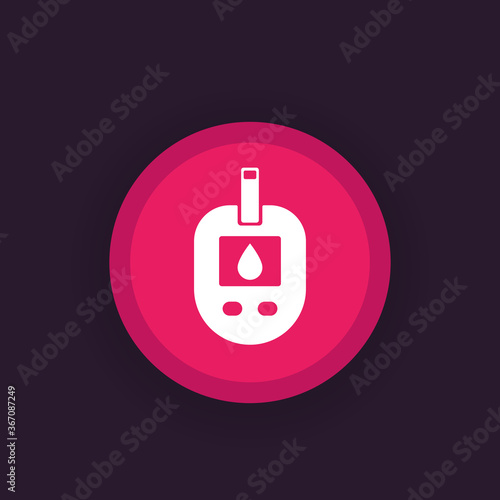 Glucose meter, glucometer round icon