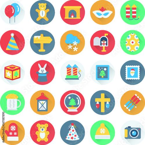 Christmas, Party and Celebration Vector Icons 3