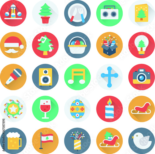 Christmas, Party and Celebration Vector Icons 4