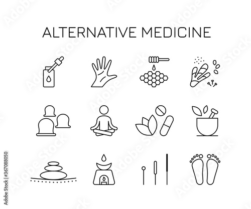 alternative medicine icons set