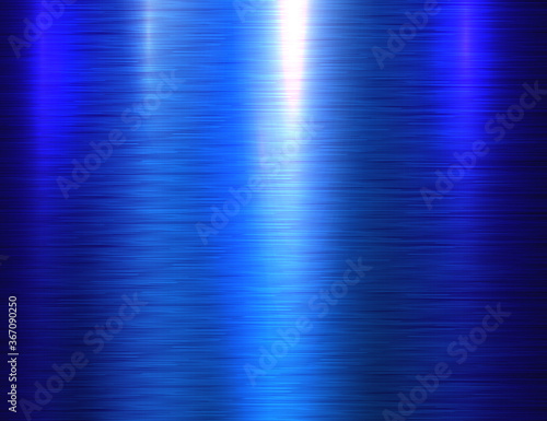 Polished metal texture background, brushed blue metallic reflective texture plate, vector illustration.
