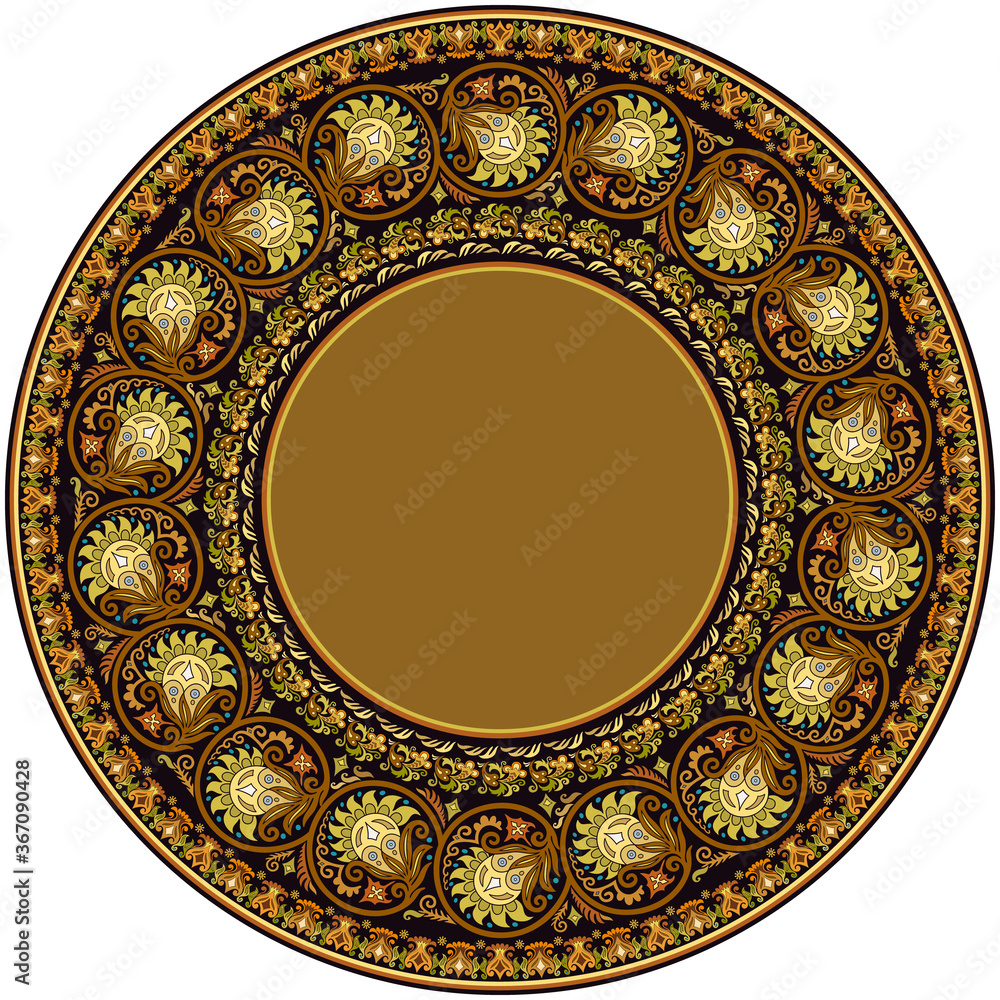 Obraz premium Vector abstract ornamental nature ethnic round frame