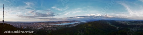 Panorama from the Uetliberg on Zurich Switzerland in the evening