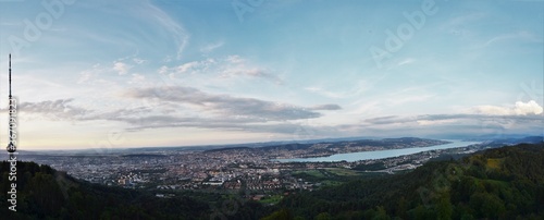 Panorama from the Uetliberg on Zurich Switzerland in the evening